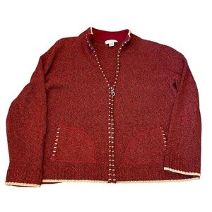 Christopher & Banks Red Zip Up Vintage Jacket Size XL Women’s EUC